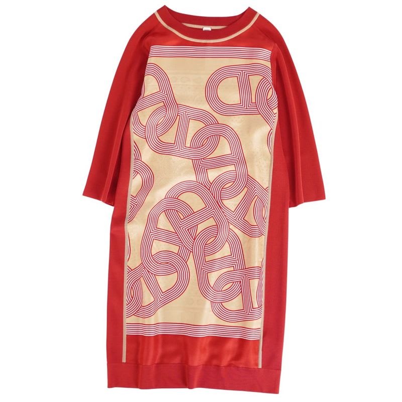 Hermes Dress 21 SS 3/4 Sleeve Silk Cut Replacement Knit