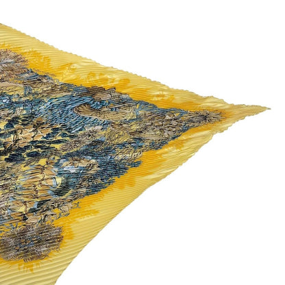 Hermes Pleated Scarf L'ile Deserte None Human Island Yellow — view 5