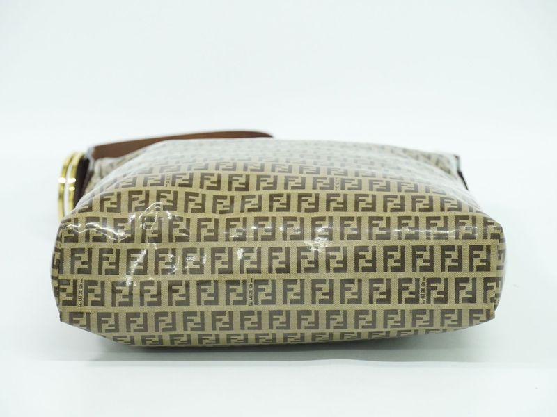 Authentic Fendi Zucchino Shoulder Bag Vinyl Beige Zucchino Bag Pre-owned