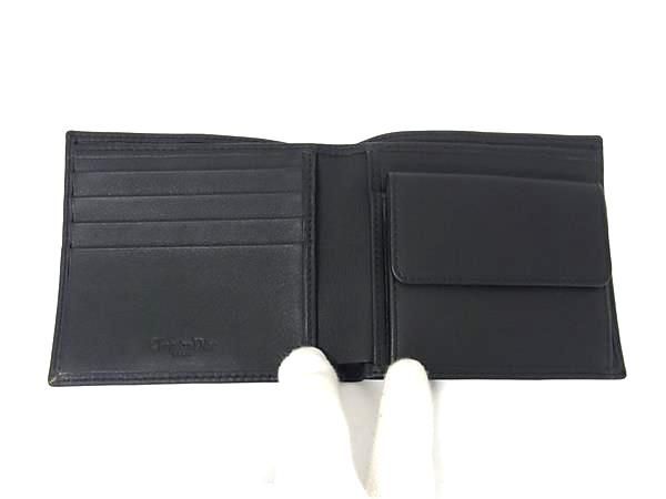 Christian Dior Leather Bifold Wallet Coin Purse Black Fp1186