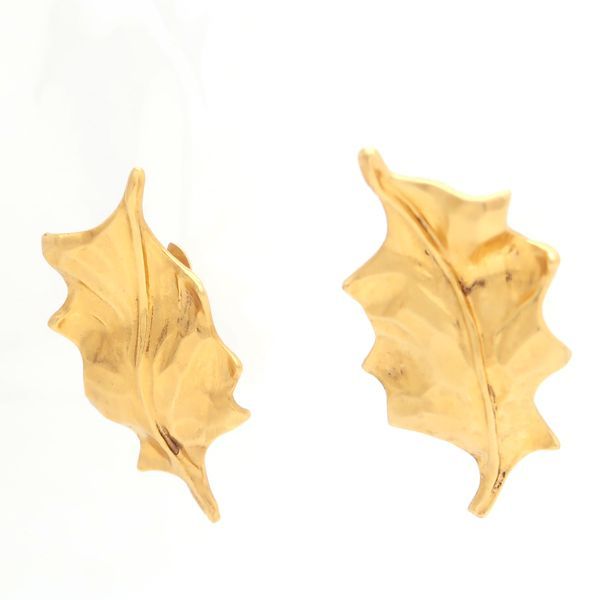 Yves Saint Laurent Earring GP Leaf Motif Vintage YSL Yves Saint Laurent
