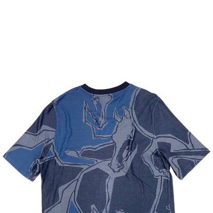 Hermes Short Sleeve T Shirt Horse Pattern Deer Pattern S Size Cotton Navy 22ss