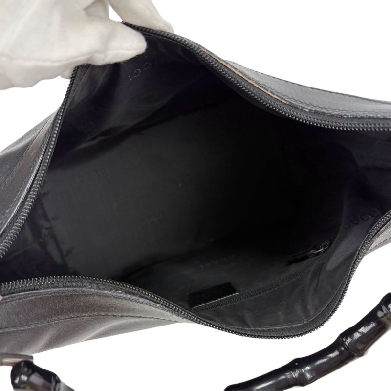 Gucci Bamboo One Shoulder Bag Black Leather Hobo Soho Shoulder