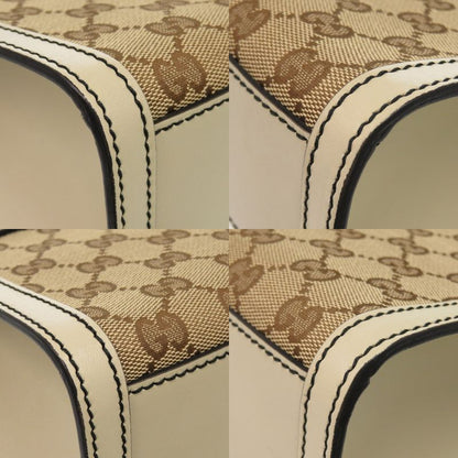 Gucci Emily Horsebit 295402 520931 GG Canvas Leather White Shoulder Bag 0526