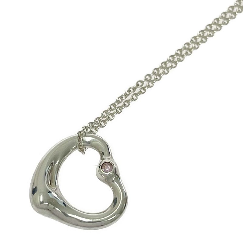 Tiffany & Co Tiffany & Co Silver Pink Sapphire Open Heart Necklace 3.5g Pink