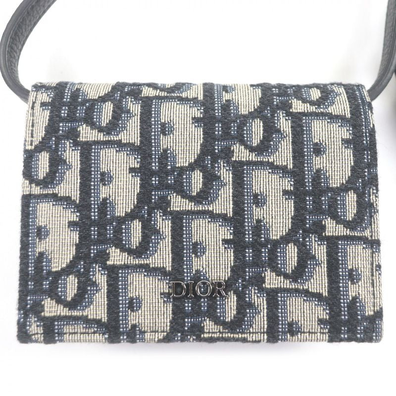 Dior Homme Canvas Leather Oblique Shoulder Strap Nano Pouch Beige Navy