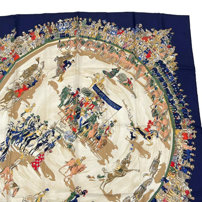 Hermes Carre 90 Cirque Molier Scarf Silk Navy — view 3