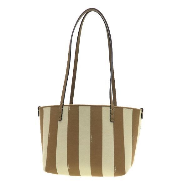 Fendi Roll Small Reversible Tote Pecan Stripe & FF