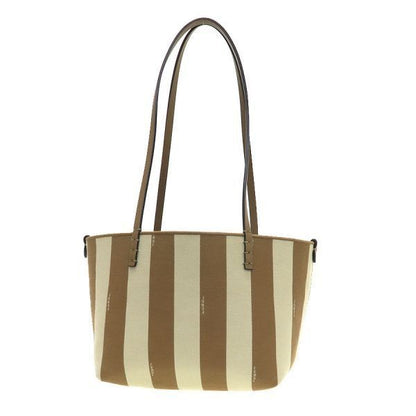 Fendi Roll Small Reversible Tote Pecan Stripe & FF