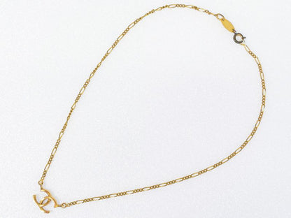 Authentic Chanel Coco Mark Necklace Pendant GP Gold Plated Accessories Jewelry