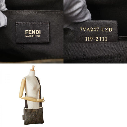 Fendi Zucca Crossbody Shoulder Bag 7va247 Khaki Brown PVC Leather Women Fendi