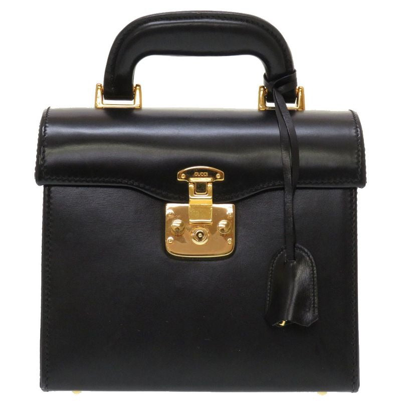 Gucci Lady Lock Leather Black Gold Hardware 000 01 0246 Vanity Bag Handbag
