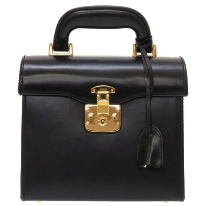 Gucci Lady Lock Leather Black Gold Hardware 000 01 0246 Vanity Bag Handbag