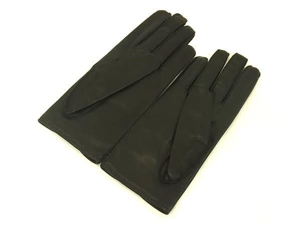 Hermes Sellier Lambskin Gloves Size 8 Women's Black Fb0798