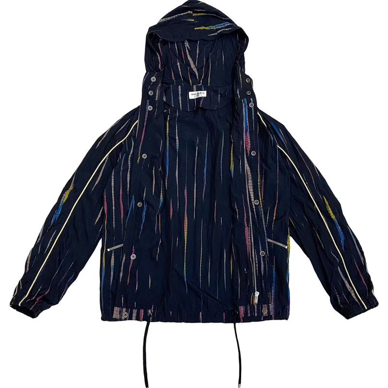 Saint Laurent Paris Striped Nylon Zip Up Hoodie Blouson Jacket 44 Womens Mens