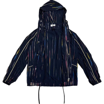 Saint Laurent Paris Striped Nylon Zip Up Hoodie Blouson Jacket 44 Womens Mens