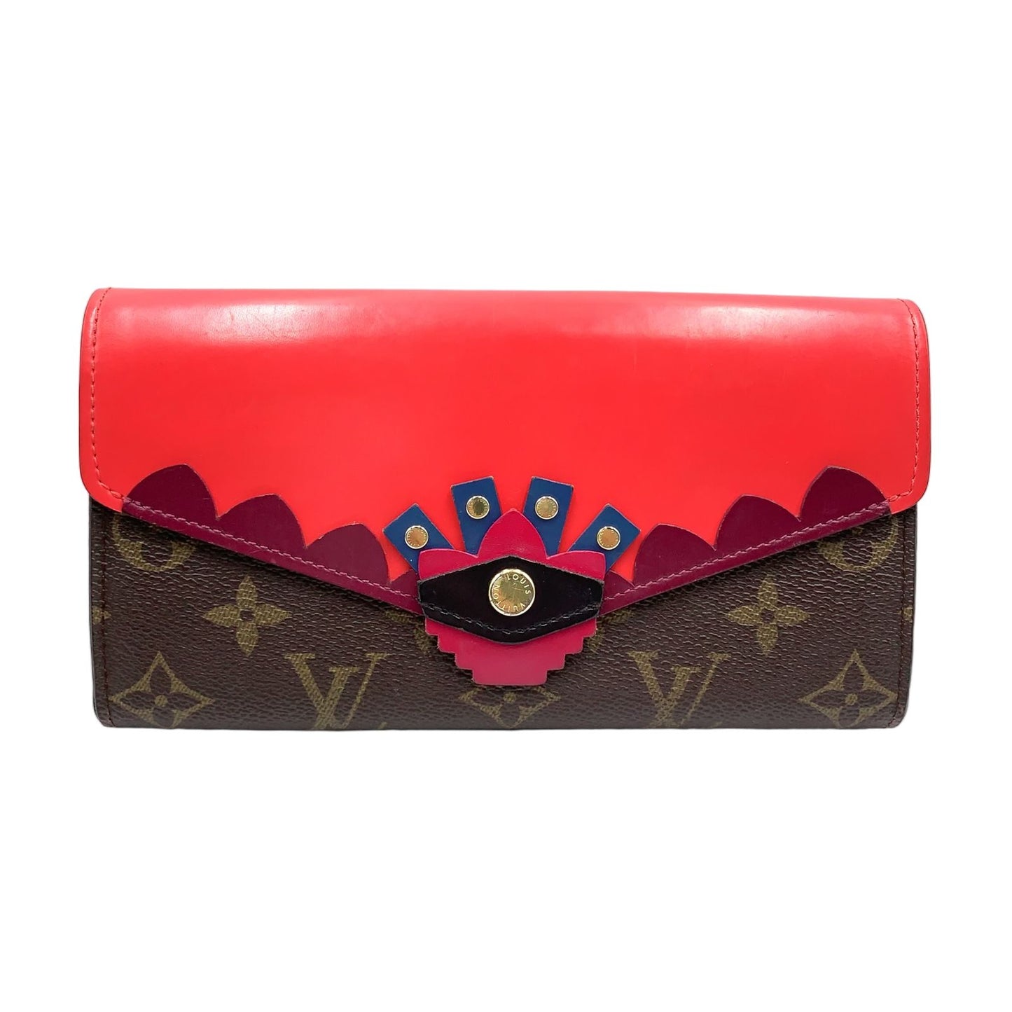 Louis Vuitton Monogram Totem Portefeuille Sarah Leather Pink Brown Wallet Gold