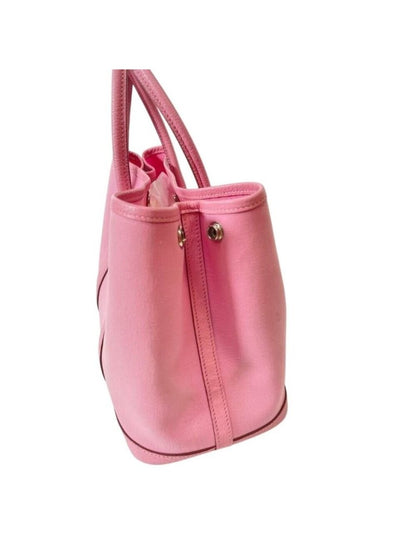 Hermes Garden Party TPM Toile Officier Vache Leather Tote Bag Pink Handbag