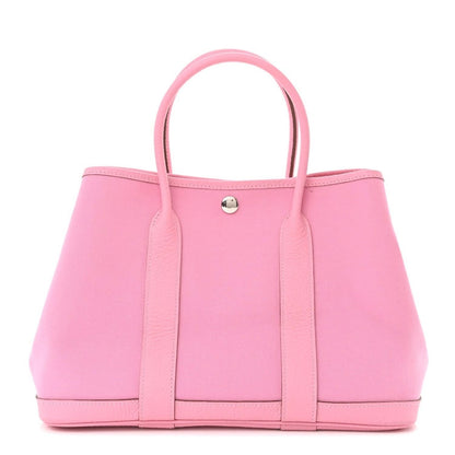 Hermes Garden Party TPM Toile Officier Vache Leather Tote Bag Pink Handbag