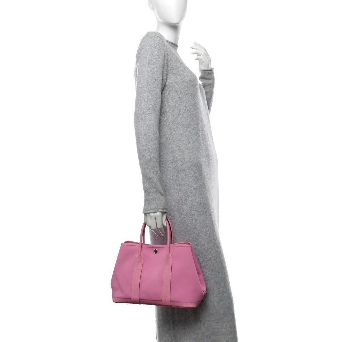 Hermes Garden Party TPM Toile Officier Vache Leather Tote Bag Pink Handbag — view 2