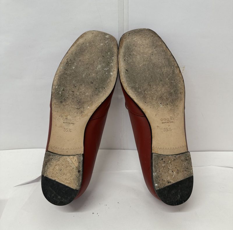 Gucci 466702 Horsebit Leather Loafers Red 35 1 2 Approx 22.5cm (8.86in) with