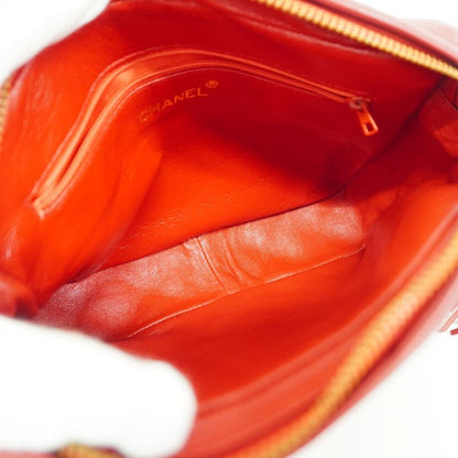 Chanel Shoulder Bag Matelasse Lambskin Red Gold Hardware Women