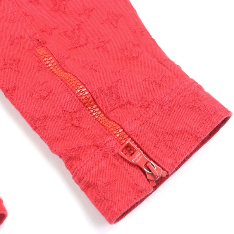 Louis Vuitton 19AW 1a5pdr 100% Cotton Monogram Stand Collar Zip Up Soft Denim