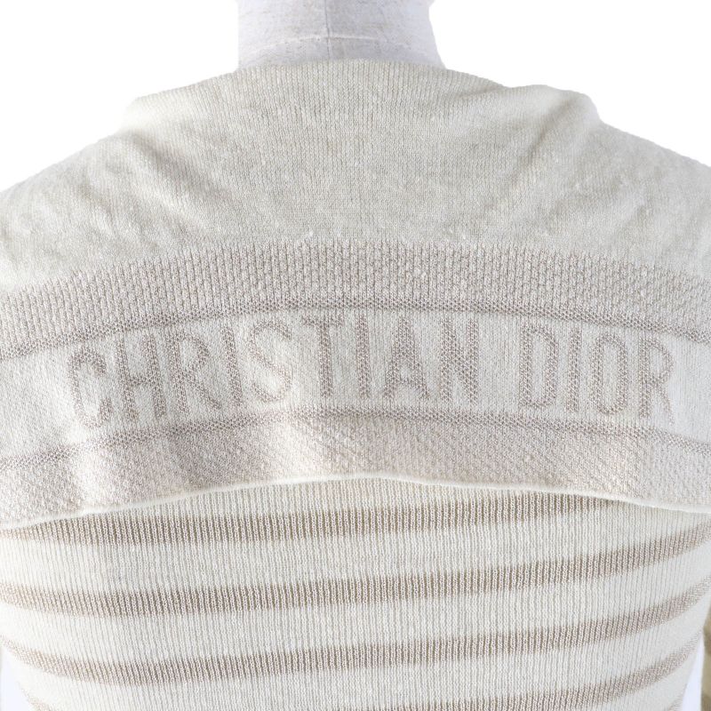 Christian DIOR 214s27am903 Linen Cashmere Silk Blend Striped Sailor Collar Knit