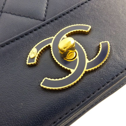 Chanel Matelasse Mademoiselle Chain Shoulder Bag Navy Gold Hardware