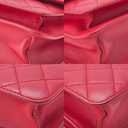 Chanel Quilted Coco Push Lock Chain Shoulder Caviar Leather Red — view 5