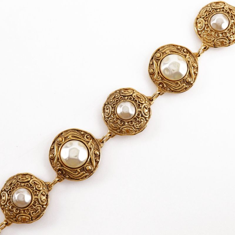 Chanel Vintage Gold Plated And Faux Pearl Ladies 138.3g Necklace