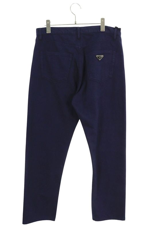 Prada Gep358 Back Triangle Plate Old Denim Pants Men's 32