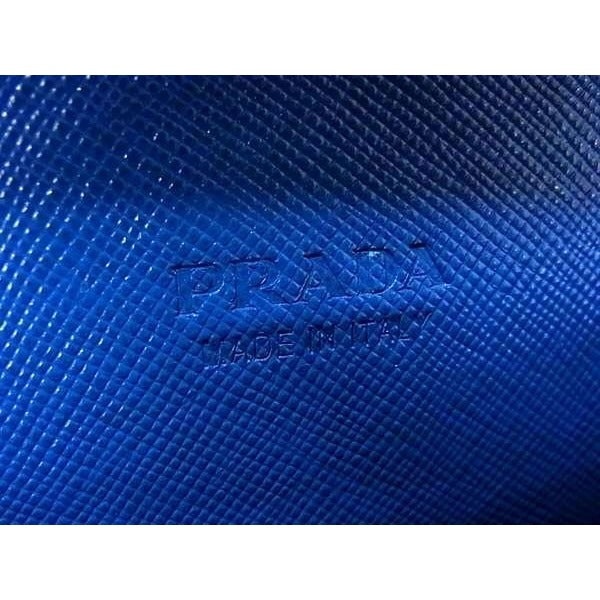 Prada Wallet Saffiano 2 Ml220 Blue Leather Round Zipper Long — view 8