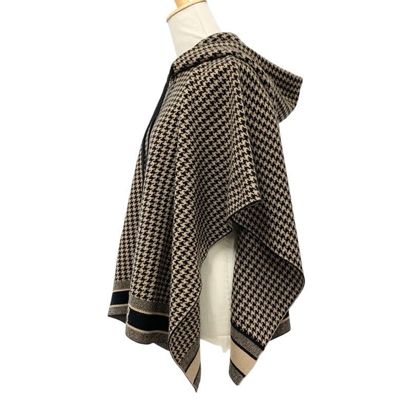 Christian Dior Outerwear Brown Black Knit Poncho Houndstooth