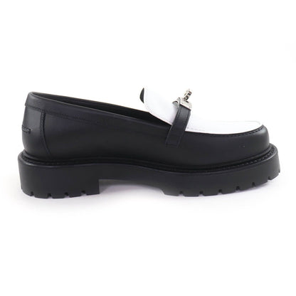 Hermes Moccasins Icon Kelly Buckle Leather Loafers Black White 37.5 — view 6
