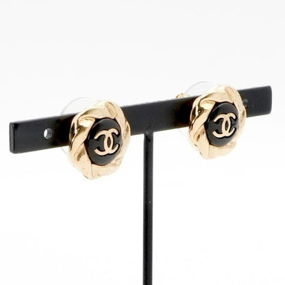 Chanel Earrings Earring Gold Black Coco Mark