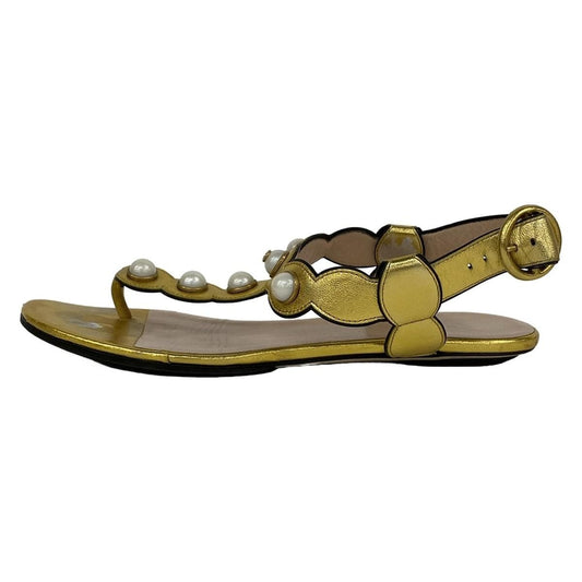 Gucci Sandals 38 Gold Pearl Outsole Reupholstered Leather