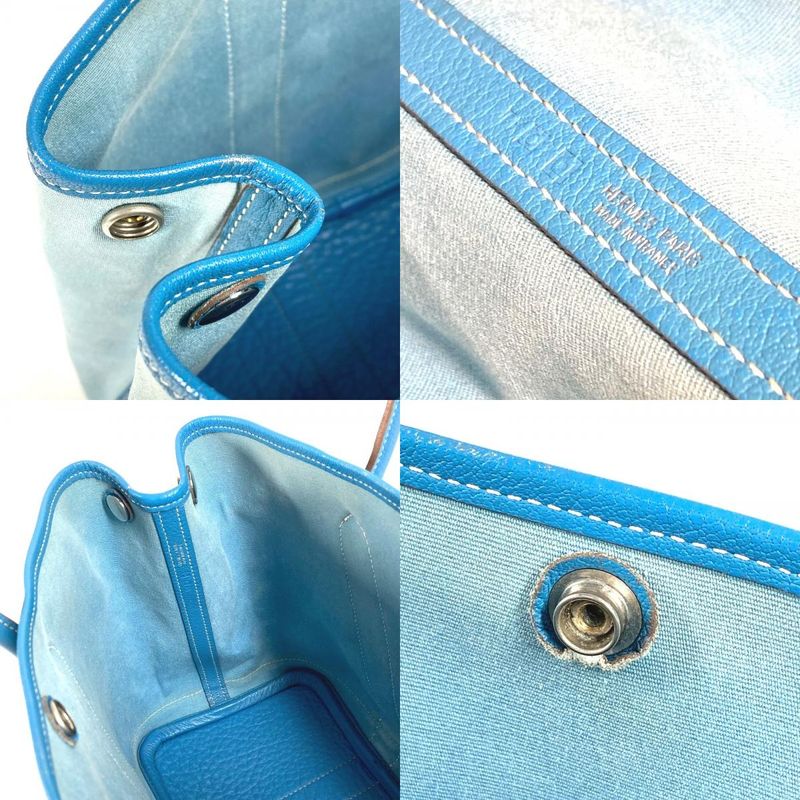 Hermes Tote Garden Party TPM Garden Party TPM Toile Officier/leather Blue