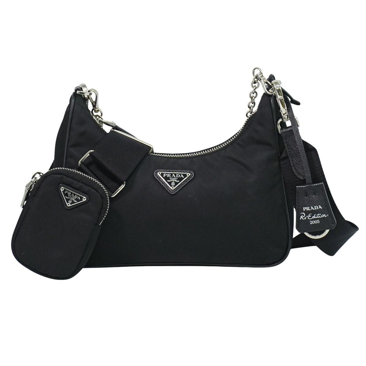 Prada Re Edition 2-Way Shoulder Bag Pochette Nylon Black
