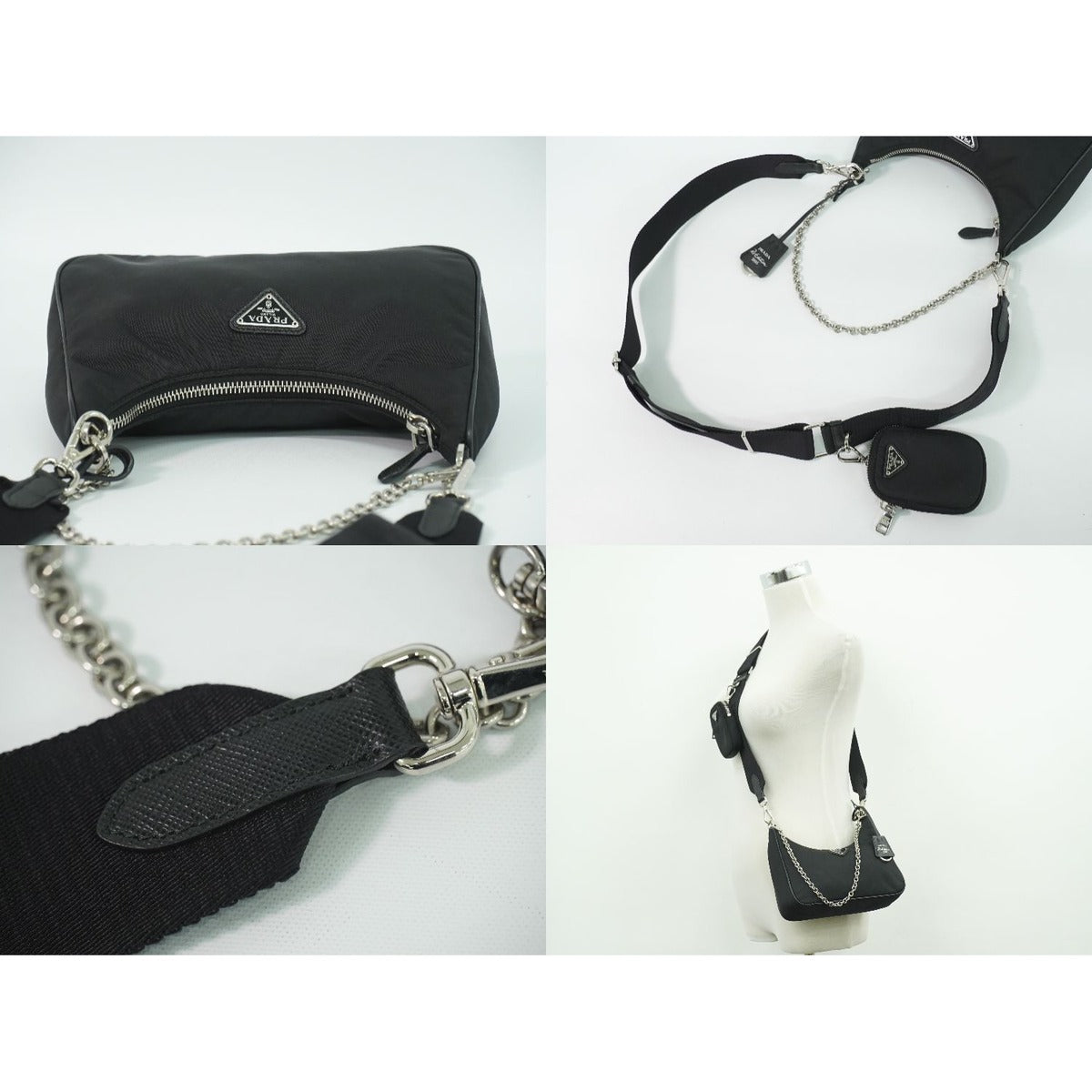 Prada Re Edition 2-Way Shoulder Bag Pochette Nylon Black — view 6