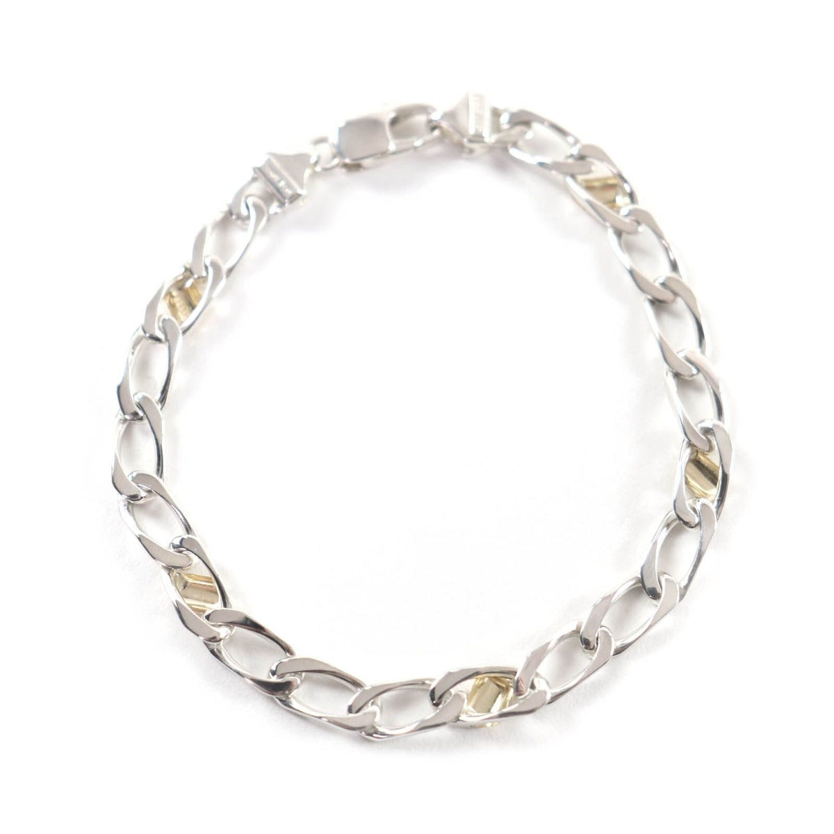 Tiffany & Co Vintage 925 750 Figaro Chain Bracelet Silver Gold Weight — view 2