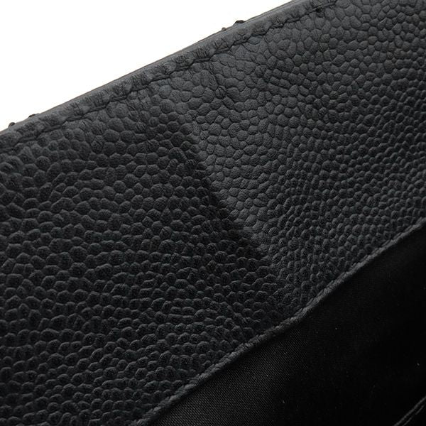 Chanel Gst Tote Bag Caviar Skin Black Silver Hardware Black Matelasse Chain