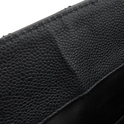 Chanel Gst Tote Bag Caviar Skin Black Silver Hardware Black Matelasse Chain