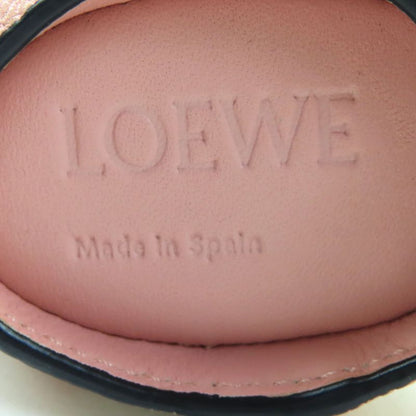 LOEWE Gingham Check Rabbit Charm Leather Coin Case Pink White Silver Hardware