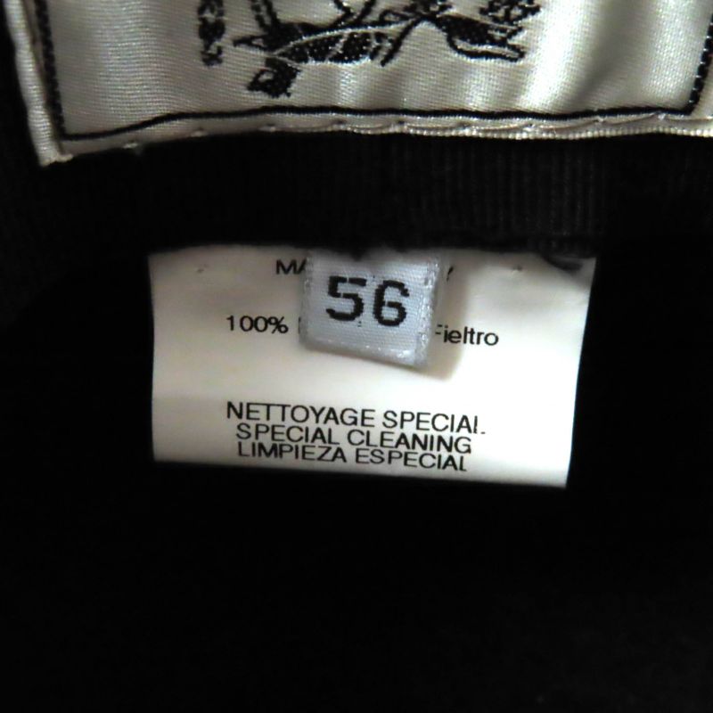 Hermes 100% Wool None Felt Hat Bucket Hat Black Beige 56 Genuine