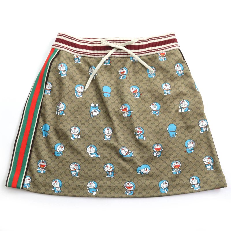 Gucci Doraemon Gucci Doraemon 656596 GG Pattern Webline Trapezoid Skirt Mini