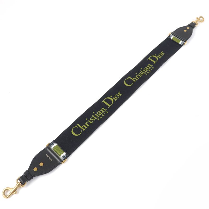 Christian DIOR Canvas Leather Logo Shoulder Strap Multicolor Goldhardware With