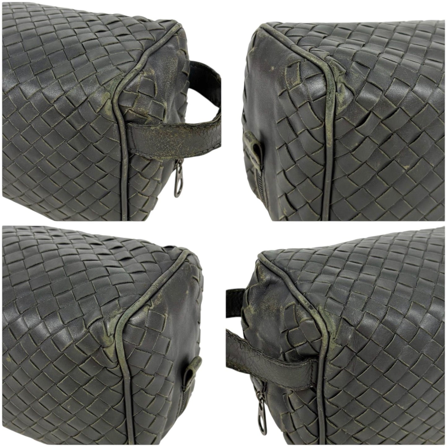 Bottega Veneta Clutch Bag Second Bag Intrecciato Leather Light Gray