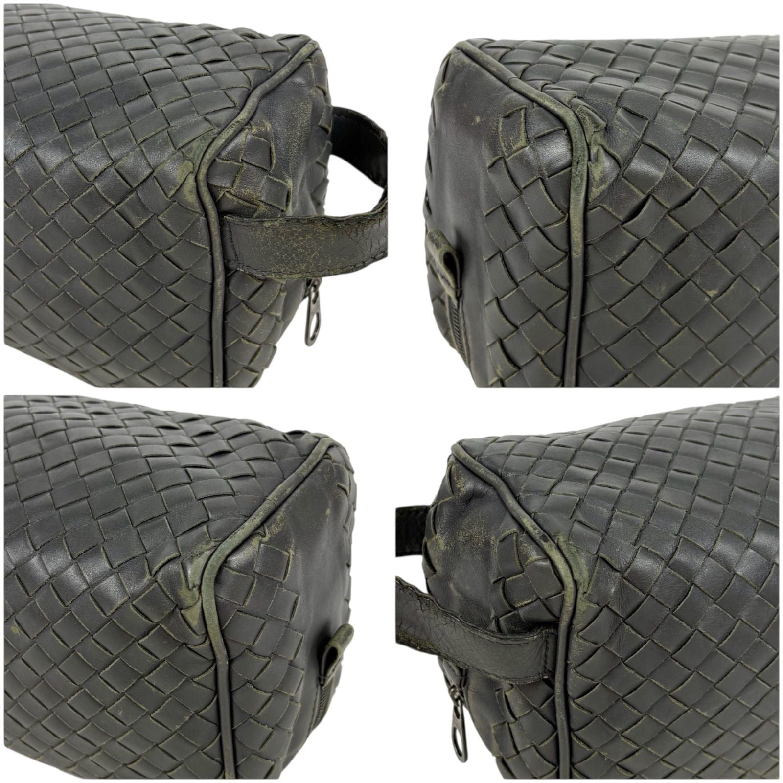 Bottega Veneta Clutch Bag Second Bag Intrecciato Leather Light Gray