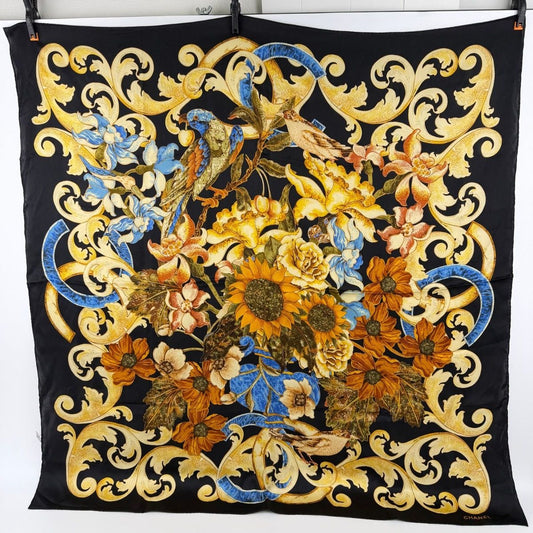 Chanel CC Logo Scarf Silk Multicolor Vintage